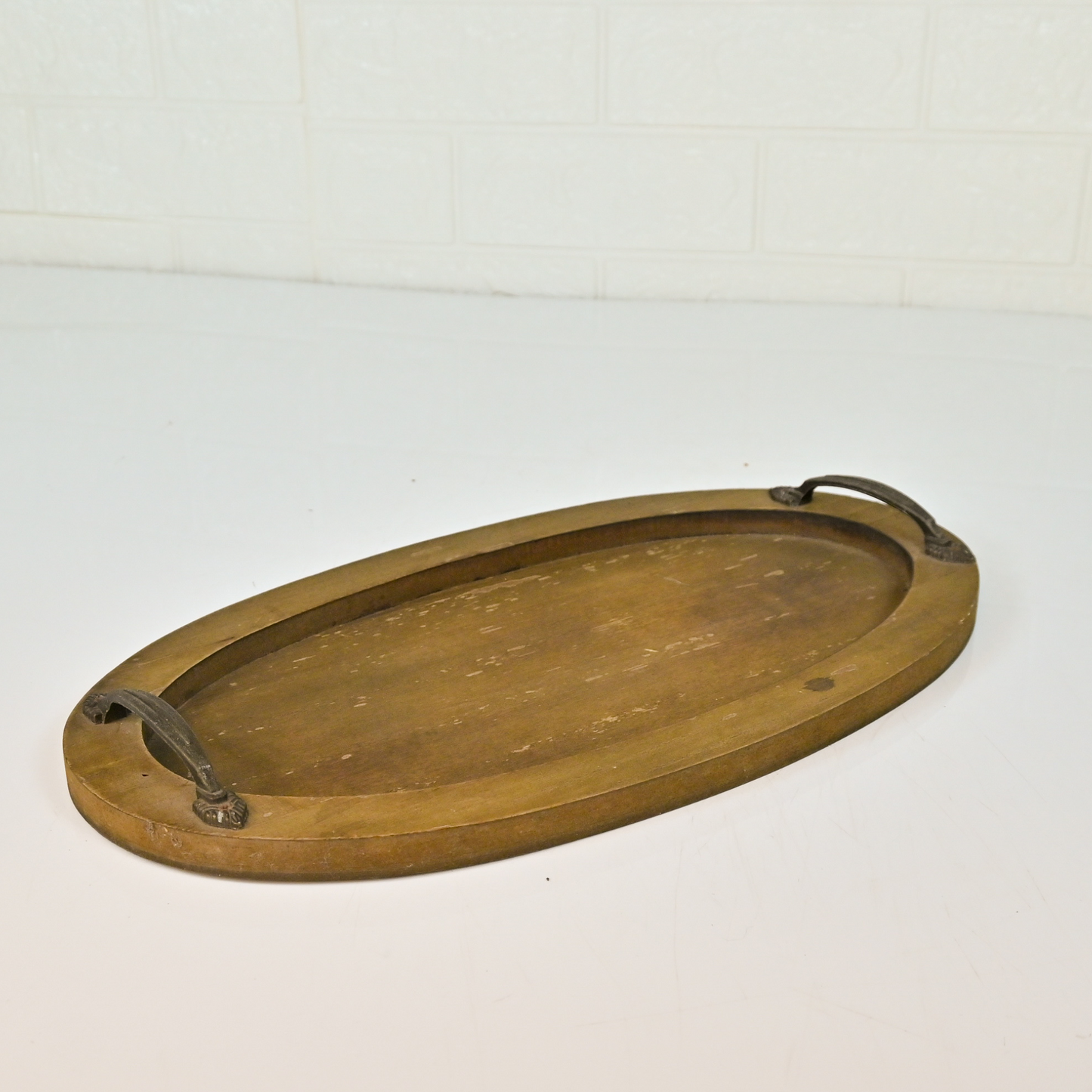 WOOD OVAL TRAY - Oriental Flowers