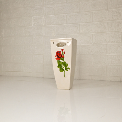 CERAMIC SQUARE VASE - Oriental Flowers